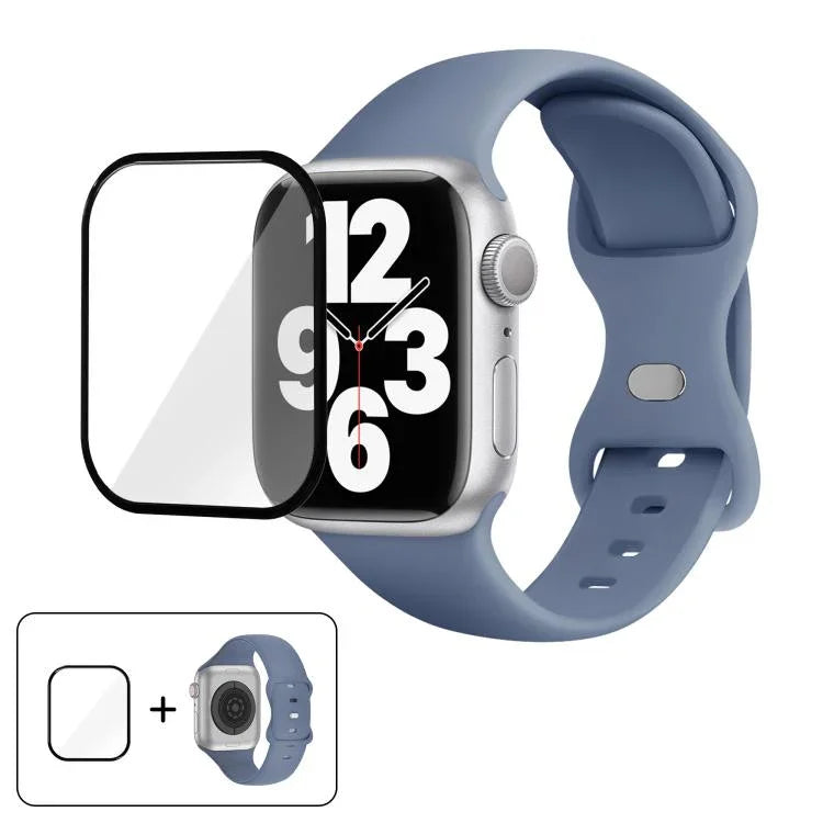 Dây đồng hồ silicone khóa bướm với phim cong 3D, Dành cho Apple Watch Series 40mm, Dành cho Apple Watch Ultra 2 / 1 49mm, Dành cho Apple Watch Series 45mm