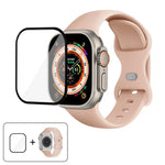 Dây đồng hồ silicone khóa bướm với phim cong 3D, Dành cho Apple Watch Series 40mm, Dành cho Apple Watch Ultra 2 / 1 49mm, Dành cho Apple Watch Series 45mm