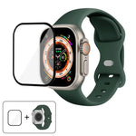 Dây đồng hồ silicone khóa bướm với phim cong 3D, Dành cho Apple Watch Series 40mm, Dành cho Apple Watch Ultra 2 / 1 49mm, Dành cho Apple Watch Series 45mm