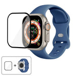 Dây đồng hồ silicone khóa bướm với phim cong 3D, Dành cho Apple Watch Series 40mm, Dành cho Apple Watch Ultra 2 / 1 49mm, Dành cho Apple Watch Series 45mm