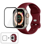 Dây đồng hồ silicone khóa bướm với phim cong 3D, Dành cho Apple Watch Series 40mm, Dành cho Apple Watch Ultra 2 / 1 49mm, Dành cho Apple Watch Series 45mm