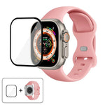 Dây đồng hồ silicone khóa bướm với phim cong 3D, Dành cho Apple Watch Series 40mm, Dành cho Apple Watch Ultra 2 / 1 49mm, Dành cho Apple Watch Series 45mm