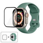 Dây đồng hồ silicone khóa bướm với phim cong 3D, Dành cho Apple Watch Series 40mm, Dành cho Apple Watch Ultra 2 / 1 49mm, Dành cho Apple Watch Series 45mm
