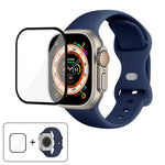 Dây đồng hồ silicone khóa bướm với phim cong 3D, Dành cho Apple Watch Series 40mm, Dành cho Apple Watch Ultra 2 / 1 49mm, Dành cho Apple Watch Series 45mm