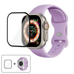 Dây đồng hồ silicone khóa bướm với phim cong 3D, Dành cho Apple Watch Series 40mm, Dành cho Apple Watch Ultra 2 / 1 49mm, Dành cho Apple Watch Series 45mm