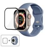 Dây đồng hồ silicone khóa bướm với phim cong 3D, Dành cho Apple Watch Series 40mm, Dành cho Apple Watch Ultra 2 / 1 49mm, Dành cho Apple Watch Series 45mm