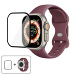 Dây đồng hồ silicone khóa bướm với phim cong 3D, Dành cho Apple Watch Series 40mm, Dành cho Apple Watch Ultra 2 / 1 49mm, Dành cho Apple Watch Series 45mm