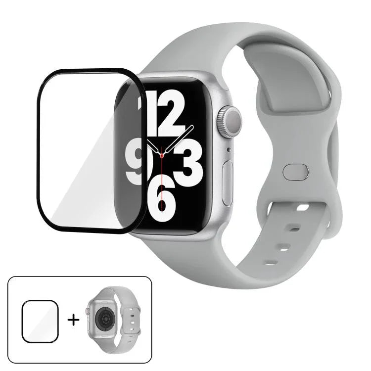 Dây đồng hồ silicone khóa bướm với phim cong 3D, Dành cho Apple Watch Series 40mm, Dành cho Apple Watch Ultra 2 / 1 49mm, Dành cho Apple Watch Series 45mm