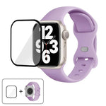 Dây đồng hồ silicone khóa bướm với phim cong 3D, Dành cho Apple Watch Series 41mm, Dành cho Apple Watch Series 38mm, Dành cho Apple Watch Series 42mm