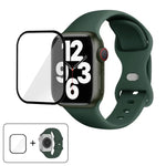 Dây đồng hồ silicone khóa bướm với phim cong 3D, Dành cho Apple Watch Series 41mm, Dành cho Apple Watch Series 38mm, Dành cho Apple Watch Series 42mm