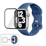 Dây đồng hồ silicone khóa bướm với phim cong 3D, Dành cho Apple Watch Series 41mm, Dành cho Apple Watch Series 38mm, Dành cho Apple Watch Series 42mm