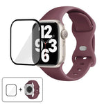 Dây đồng hồ silicone khóa bướm với phim cong 3D, Dành cho Apple Watch Series 41mm, Dành cho Apple Watch Series 38mm, Dành cho Apple Watch Series 42mm