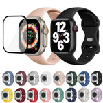 Dây đồng hồ silicone khóa bướm với phim cong 3D, Dành cho Apple Watch Series 40mm, Dành cho Apple Watch Ultra 2 / 1 49mm, Dành cho Apple Watch Series 45mm