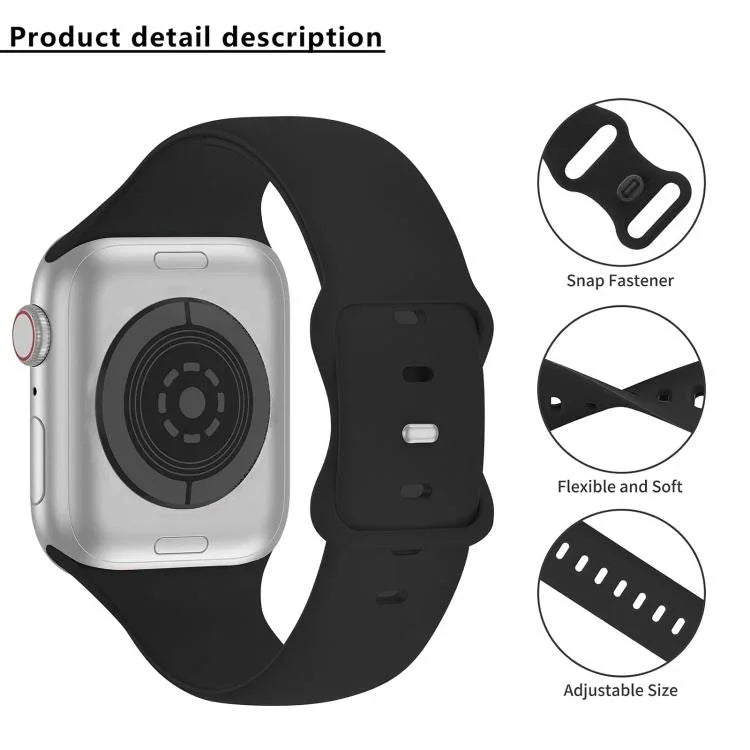 Dây đồng hồ silicone khóa bướm với phim cong 3D, Dành cho Apple Watch Series 41mm, Dành cho Apple Watch Series 38mm, Dành cho Apple Watch Series 42mm