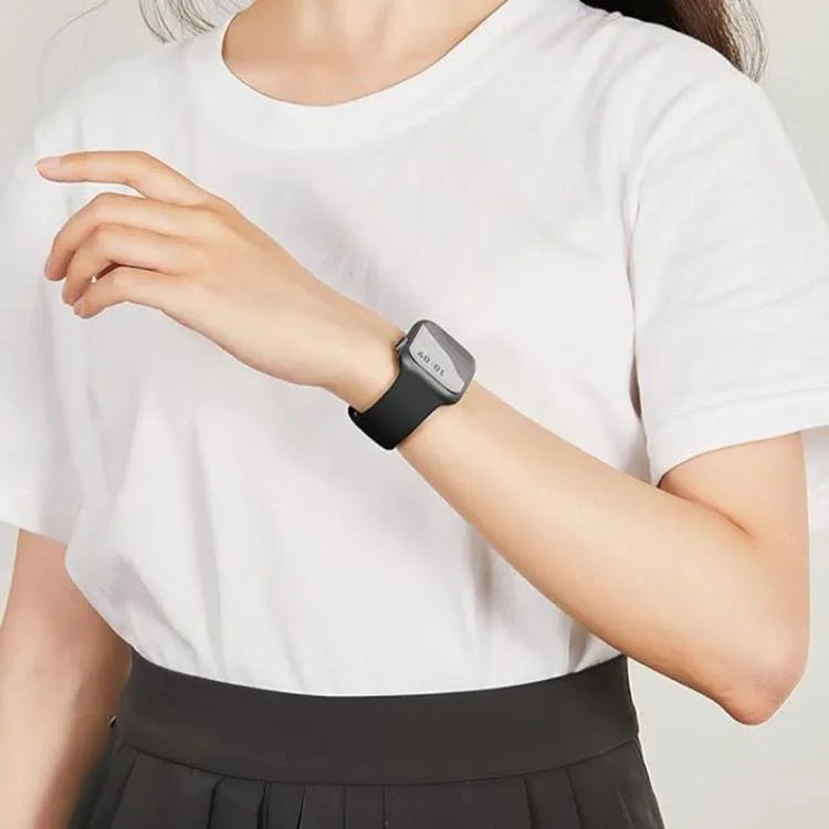 Dây đồng hồ silicone khóa bướm với phim cong 3D, Dành cho Apple Watch Series 41mm, Dành cho Apple Watch Series 38mm, Dành cho Apple Watch Series 42mm