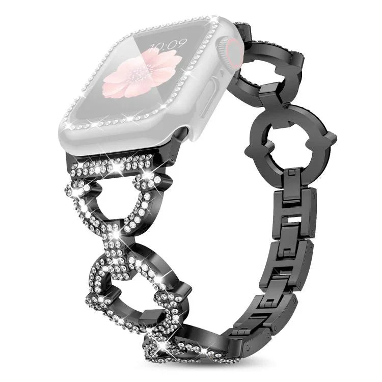 xDfind O-shaped Diamond Metal Watch Band with Tempered Film Integrated PC Cover, For Apple Watch Series 10 46mm, For Apple Watch Series 10 42mm, For Apple Watch Series 44mm, For Apple Watch Series 40mm, For Apple Watch Ultra 2 / 1 49mm                 ...