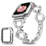 xDfind O-shaped Diamond Metal Watch Band with Tempered Film Integrated PC Cover, For Apple Watch Series 10 46mm, For Apple Watch Series 10 42mm, For Apple Watch Series 44mm, For Apple Watch Series 40mm, For Apple Watch Ultra 2 / 1 49mm                 ...