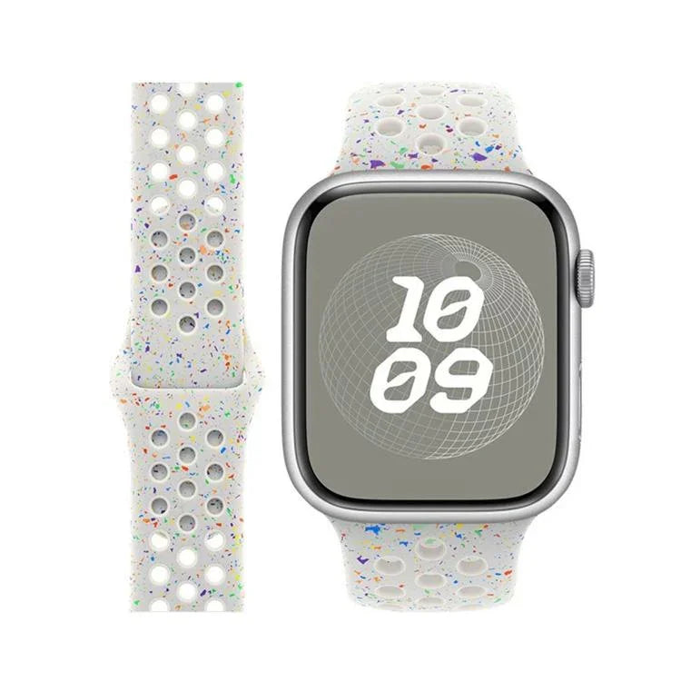 Dây đồng hồ silicone chấm màu khóa bướm với phim cong 3D, Dành cho Apple Watch Series 42mm