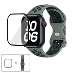 Dây đồng hồ silicone chấm màu khóa bướm với phim cong 3D, Dành cho Apple Watch Series 42mm