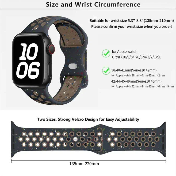Dây đồng hồ silicone chấm màu khóa bướm với phim cong 3D, Dành cho Apple Watch Series 42mm