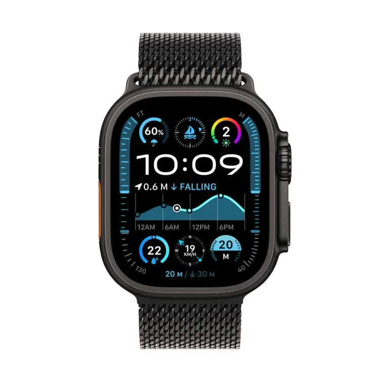 Dây đồng hồ thép không gỉ Milanese khóa dù với phim cong 3D, Dành cho Apple Watch Series 10 46mm, Dành cho Apple Watch Series 10 42mm, Dành cho Apple Watch Series 44mm, Dành cho Apple Watch Series 40mm, Dành cho Apple Watch Ultra 2 / 1 49mm