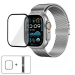 Dây đồng hồ thép không gỉ Milanese khóa dù với phim cong 3D, Dành cho Apple Watch Series 10 46mm, Dành cho Apple Watch Series 10 42mm, Dành cho Apple Watch Series 44mm, Dành cho Apple Watch Series 40mm, Dành cho Apple Watch Ultra 2 / 1 49mm