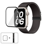 Dây đồng hồ thép không gỉ Milanese khóa dù với phim cong 3D, Dành cho Apple Watch Series 10 46mm, Dành cho Apple Watch Series 10 42mm, Dành cho Apple Watch Series 44mm, Dành cho Apple Watch Series 40mm, Dành cho Apple Watch Ultra 2 / 1 49mm