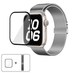 Dây đồng hồ thép không gỉ Milanese khóa dù với phim cong 3D, Dành cho Apple Watch Series 10 46mm, Dành cho Apple Watch Series 10 42mm, Dành cho Apple Watch Series 44mm, Dành cho Apple Watch Series 40mm, Dành cho Apple Watch Ultra 2 / 1 49mm