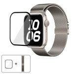 Dây đồng hồ thép không gỉ Milanese khóa dù với phim cong 3D, Dành cho Apple Watch Series 10 46mm, Dành cho Apple Watch Series 10 42mm, Dành cho Apple Watch Series 44mm, Dành cho Apple Watch Series 40mm, Dành cho Apple Watch Ultra 2 / 1 49mm
