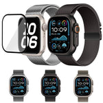 Dây đồng hồ thép không gỉ Milanese khóa dù với phim cong 3D, Dành cho Apple Watch Series 10 46mm, Dành cho Apple Watch Series 10 42mm, Dành cho Apple Watch Series 44mm, Dành cho Apple Watch Series 40mm, Dành cho Apple Watch Ultra 2 / 1 49mm