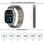 Dây đồng hồ thép không gỉ Milanese khóa dù với phim cong 3D, Dành cho Apple Watch Series 10 46mm, Dành cho Apple Watch Series 10 42mm, Dành cho Apple Watch Series 44mm, Dành cho Apple Watch Series 40mm, Dành cho Apple Watch Ultra 2 / 1 49mm