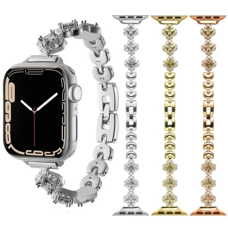 Dây đồng hồ kim loại kim cương cỏ bốn lá xDfind, Dành cho Apple Watch 42 / 44 / 45 / 46 / 49mm, Dành cho Apple Watch 38 / 40 / 41 / S10 42mm
