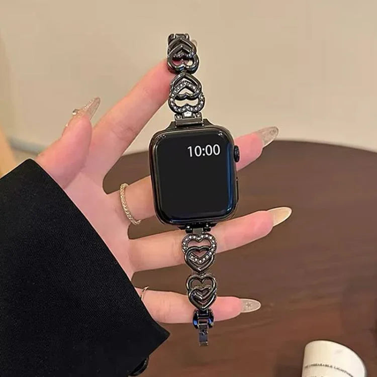 Dây đồng hồ kim loại kim cương trái tim đôi xDfind, Dành cho Apple Watch 42 / 44 / 45 / 46 / 49mm, Dành cho Apple Watch 38 / 40 / 41 / S10 42mm