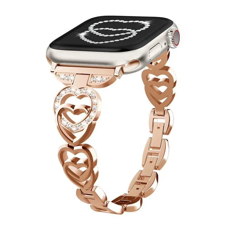 Dây đồng hồ kim loại kim cương trái tim đôi xDfind, Dành cho Apple Watch 42 / 44 / 45 / 46 / 49mm, Dành cho Apple Watch 38 / 40 / 41 / S10 42mm