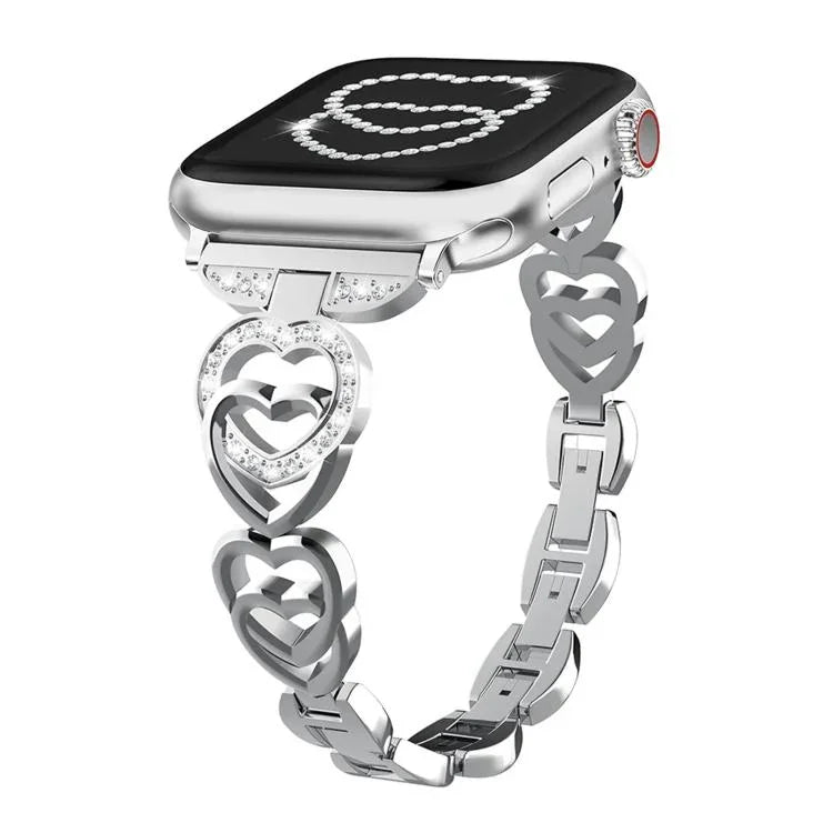 Dây đồng hồ kim loại kim cương trái tim đôi xDfind, Dành cho Apple Watch 42 / 44 / 45 / 46 / 49mm, Dành cho Apple Watch 38 / 40 / 41 / S10 42mm