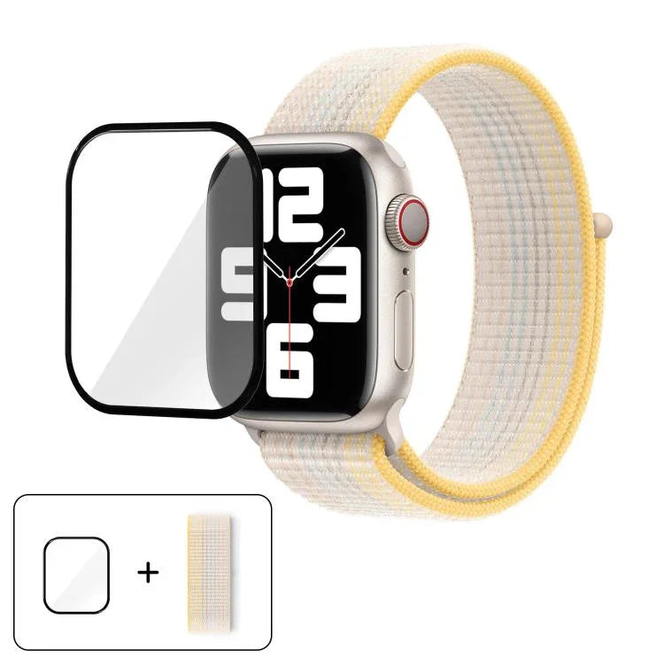Dây đồng hồ vòng nylon cơ bản với phim cong 3D, Dành cho Apple Watch Series 10 46mm, Dành cho Apple Watch Series 10 42mm, Dành cho Apple Watch Series 44mm