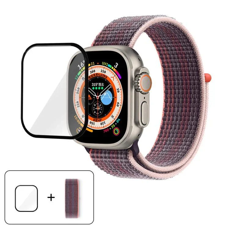 Dây đồng hồ vòng nylon cơ bản với phim cong 3D, Dành cho Apple Watch Series 40mm, Dành cho Apple Watch Ultra 2 / 1 49mm, Dành cho Apple Watch Series 45mm