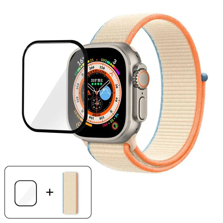Dây đồng hồ vòng nylon cơ bản với phim cong 3D, Dành cho Apple Watch Series 40mm, Dành cho Apple Watch Ultra 2 / 1 49mm, Dành cho Apple Watch Series 45mm
