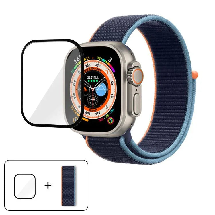 Dây đồng hồ vòng nylon cơ bản với phim cong 3D, Dành cho Apple Watch Series 40mm, Dành cho Apple Watch Ultra 2 / 1 49mm, Dành cho Apple Watch Series 45mm