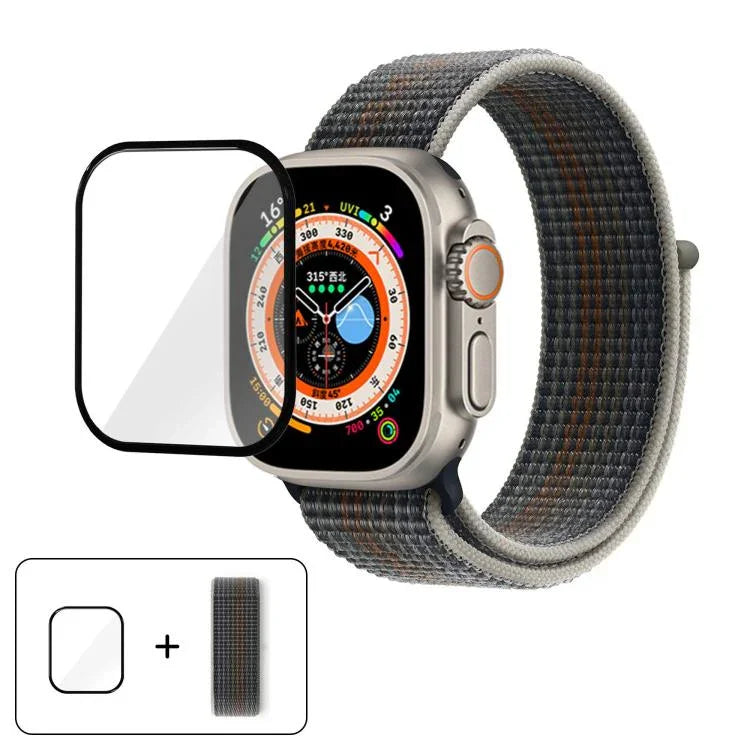 Dây đồng hồ vòng nylon cơ bản với phim cong 3D, Dành cho Apple Watch Series 40mm, Dành cho Apple Watch Ultra 2 / 1 49mm, Dành cho Apple Watch Series 45mm