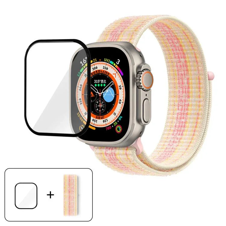 Dây đồng hồ vòng nylon cơ bản với phim cong 3D, Dành cho Apple Watch Series 40mm, Dành cho Apple Watch Ultra 2 / 1 49mm, Dành cho Apple Watch Series 45mm