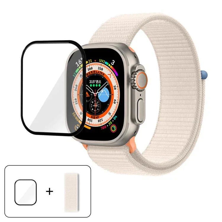 Dây đồng hồ vòng nylon cơ bản với phim cong 3D, Dành cho Apple Watch Series 40mm, Dành cho Apple Watch Ultra 2 / 1 49mm, Dành cho Apple Watch Series 45mm