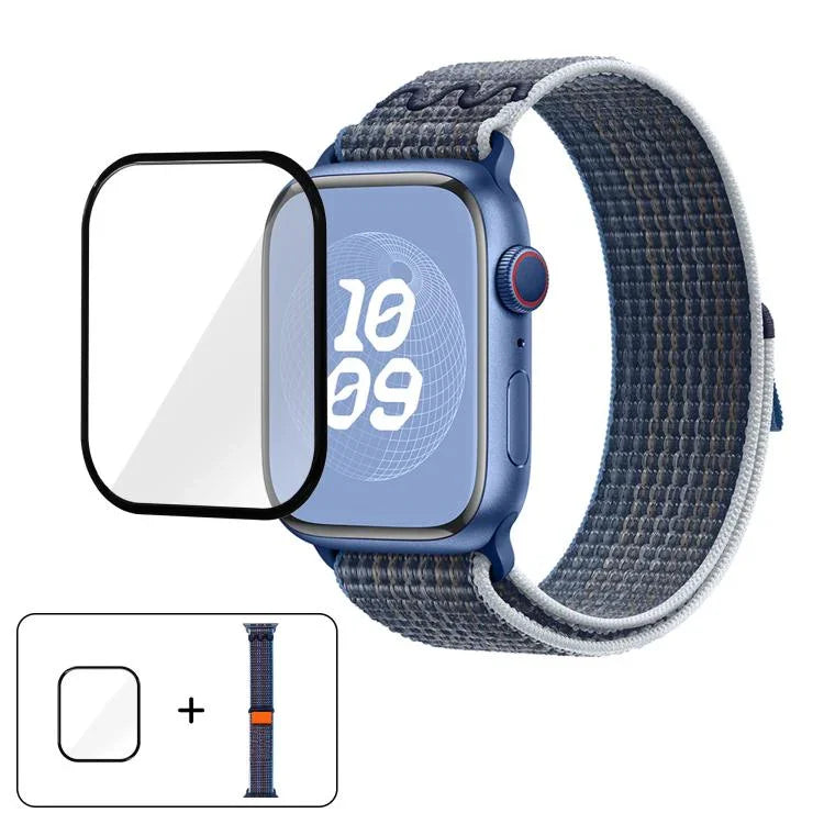 Dây đồng hồ vòng nylon với phim cong 3D, Dành cho Apple Watch Series 40mm, Dành cho Apple Watch Ultra 2 / 1 49mm, Dành cho Apple Watch Series 45mm