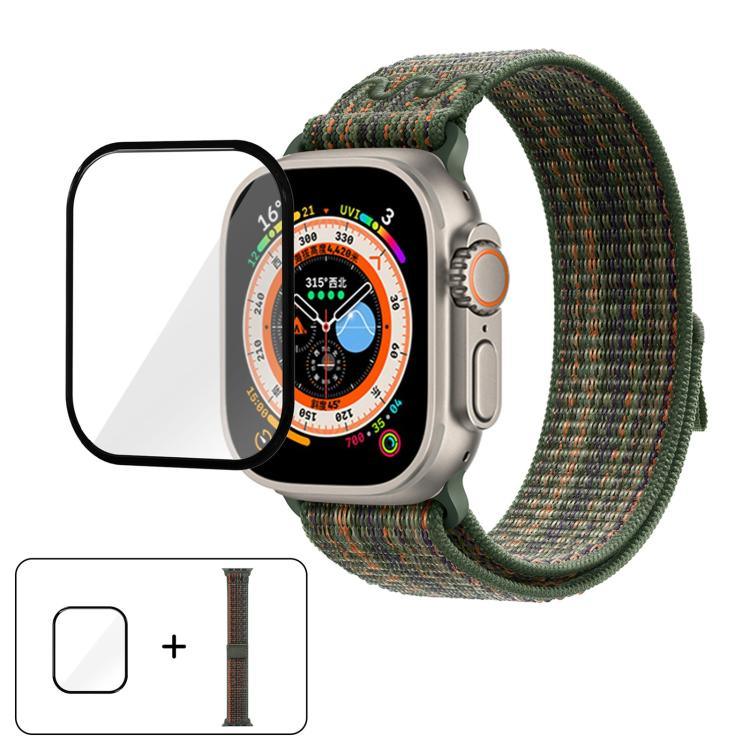 Dây đồng hồ vòng nylon với phim cong 3D, Dành cho Apple Watch Series 40mm, Dành cho Apple Watch Ultra 2 / 1 49mm, Dành cho Apple Watch Series 45mm