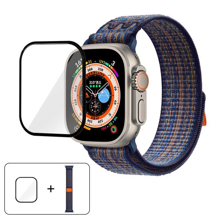 Dây đồng hồ vòng nylon với phim cong 3D, Dành cho Apple Watch Series 40mm, Dành cho Apple Watch Ultra 2 / 1 49mm, Dành cho Apple Watch Series 45mm