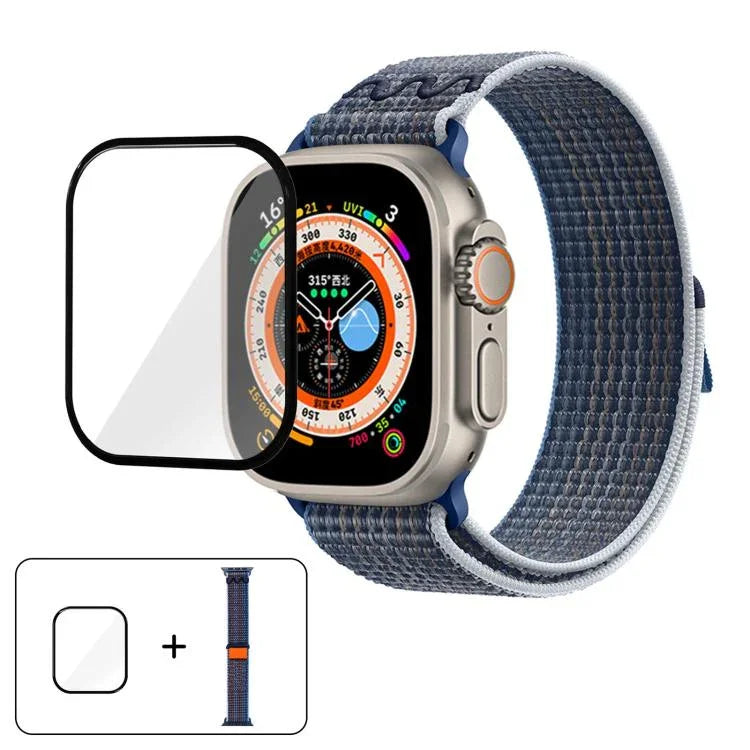 Dây đồng hồ vòng nylon với phim cong 3D, Dành cho Apple Watch Series 40mm, Dành cho Apple Watch Ultra 2 / 1 49mm, Dành cho Apple Watch Series 45mm
