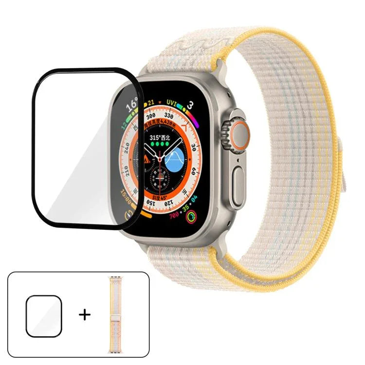 Dây đồng hồ vòng nylon với phim cong 3D, Dành cho Apple Watch Series 40mm, Dành cho Apple Watch Ultra 2 / 1 49mm, Dành cho Apple Watch Series 45mm