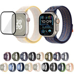 Dây đồng hồ vòng nylon với phim cong 3D, Dành cho Apple Watch Series 40mm, Dành cho Apple Watch Ultra 2 / 1 49mm, Dành cho Apple Watch Series 45mm