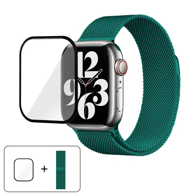 Dây đồng hồ thép không gỉ Milanese với phim cong 3D, Dành cho Apple Watch Series 40mm, Dành cho Apple Watch Ultra 2 / 1 49mm, Dành cho Apple Watch Series 45mm