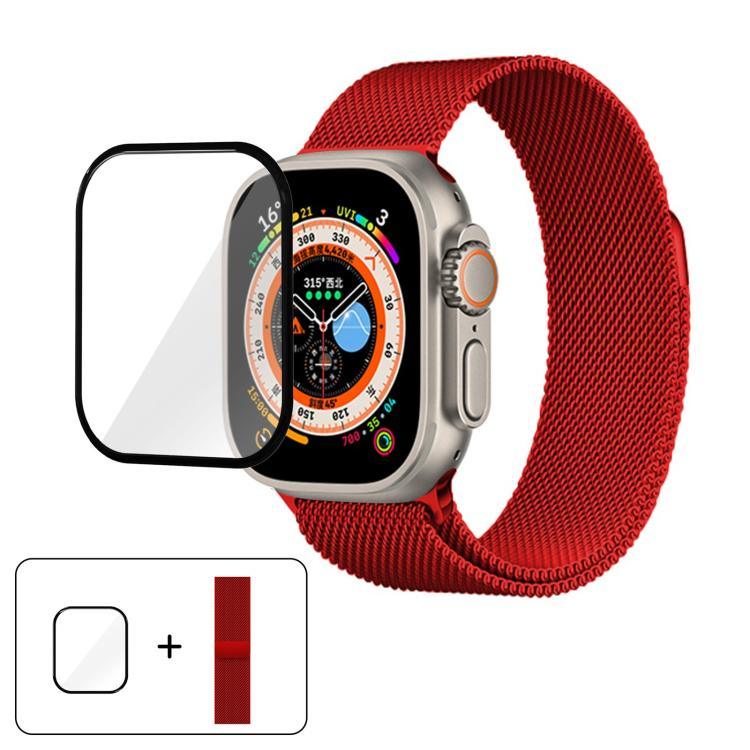 Dây đồng hồ thép không gỉ Milanese với phim cong 3D, Dành cho Apple Watch Series 40mm, Dành cho Apple Watch Ultra 2 / 1 49mm, Dành cho Apple Watch Series 45mm